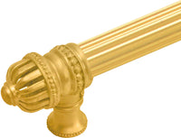 Cricket Cage 12'' cc with 5/8'' reeded center long pull & center brace large finial in Gilded Mercury. 5687R-8