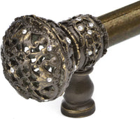 Juliane Grace 6'' cc with 5/8'' smooth center long pull large finial with Clear Swarovski crystals in Antique Brass. 5690-3C