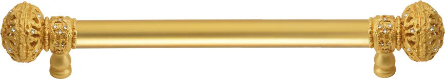 Juliane Grace 6'' cc with 5/8'' smooth center long pull large finial with Clear Swarovski crystals in Gilded Mercury. 5690-8C