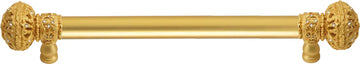 Juliane Grace 6'' cc with 5/8'' smooth center long pull large finial with Clear Swarovski crystals in Gilded Mercury. 5690-8C