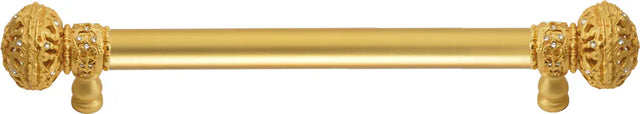 Juliane Grace 6'' cc with 5/8'' smooth center long pull large finial with Clear Swarovski crystals in Gilded Mercury. 5690-8C
