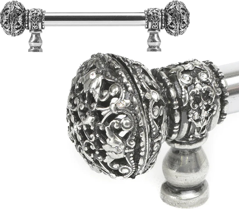 Juliane Grace 6'' cc with 5/8'' smooth center long pull large finial with Clear Swarovski crystals in Chalice. 5690-9C