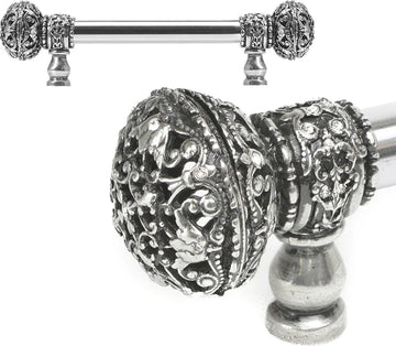 Juliane Grace 6'' cc with 5/8'' smooth center long pull large finial with Clear Swarovski crystals in Chalice. 5690-9C