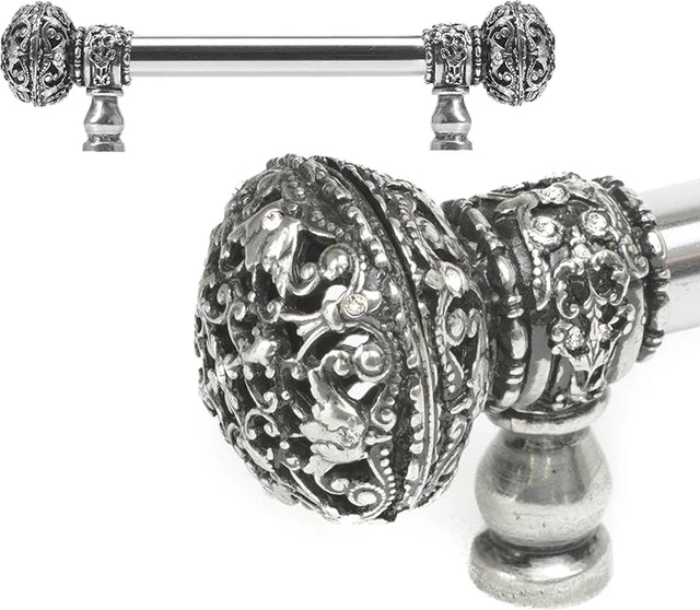 Juliane Grace 6'' cc with 5/8'' smooth center long pull large finial with Clear Swarovski crystals in Chalice. 5690-9C