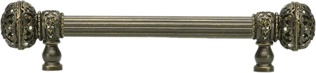 Juliane Grace 6'' cc with 5/8'' reeded center long pull large finial with Clear Swarovski crystals in Antique Brass. 5690R-3C