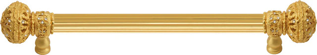 Juliane Grace 6'' cc with 5/8'' reeded center long pull large finial with Clear Swarovski crystals in Gilded Mercury. 5690R-8C