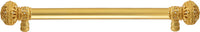 Juliane Grace 9'' cc with 5/8'' smooth center long pull large finial with Clear Swarovski crystals in Gilded Mercury. 5691-8C