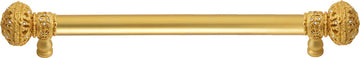 Juliane Grace 9'' cc with 5/8'' smooth center long pull large finial with Clear Swarovski crystals in Gilded Mercury. 5691-8C