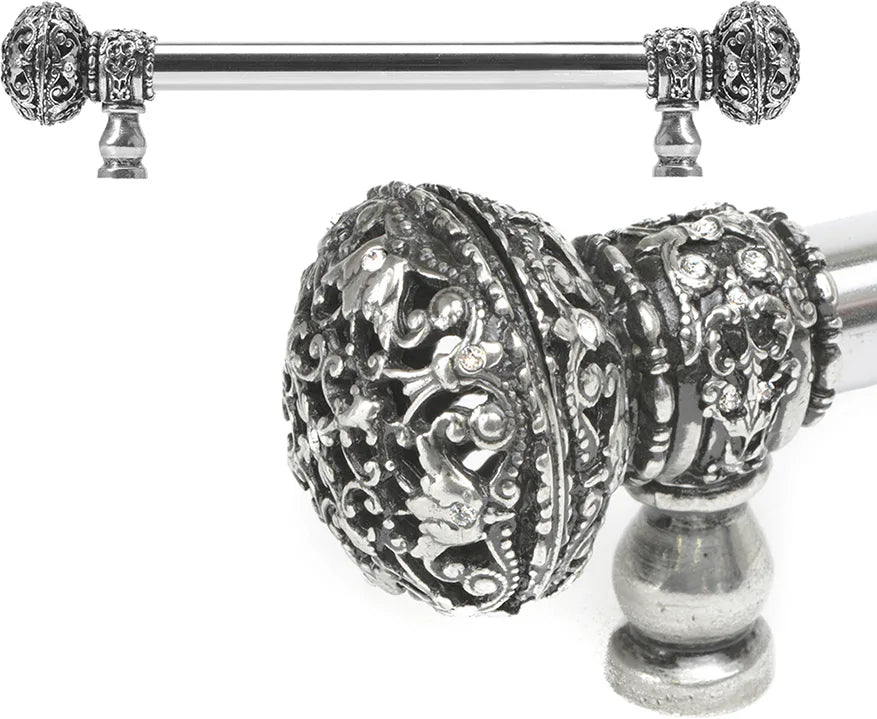Juliane Grace 9'' cc with 5/8'' smooth center long pull large finial with Clear Swarovski crystals in Chalice. 5691-9C