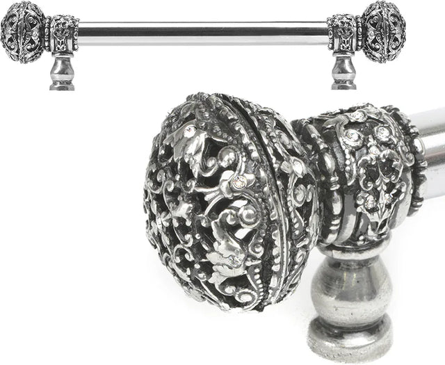 Juliane Grace 9'' cc with 5/8'' smooth center long pull large finial with Clear Swarovski crystals in Chalice. 5691-9C