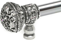 Juliane Grace 9'' cc with 5/8'' smooth center long pull large finial with Clear Swarovski crystals in Chalice. 5691-9C