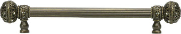 Juliane Grace 9'' cc with 5/8'' reeded center long pull large finial with Clear Swarovski crystals in Antique Brass. 5691R-3C