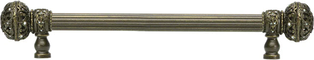 Juliane Grace 9'' cc with 5/8'' reeded center long pull large finial with Clear Swarovski crystals in Antique Brass. 5691R-3C
