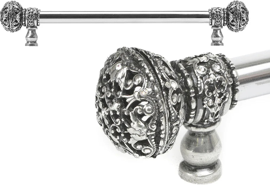 Juliane Grace 12'' cc with 5/8'' smooth center long pull large finial with Clear Swarovski crystals in Chalice. 5692-9C