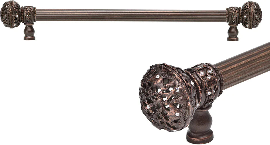 Juliane Grace 12'' ccwith 5/8'' reeded center long pull large finial w/ 56 Swarovski Clear Crystals 5692R-22C