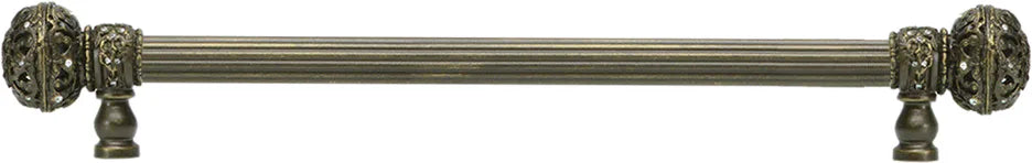 Juliane Grace 12'' cc with 5/8'' reeded center long pull large finial with Clear Swarovski crystals in Antique Brass. 5692R-3C
