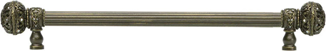 Juliane Grace 12'' cc with 5/8'' reeded center long pull large finial with Clear Swarovski crystals in Antique Brass. 5692R-3C