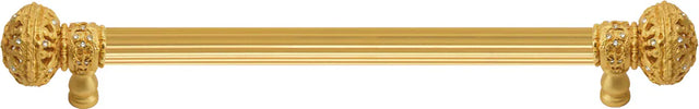 Juliane Grace 12'' cc with 5/8'' reeded center long pull large finial with Clear Swarovski crystals in Gilded Mercury. 5692R-8C