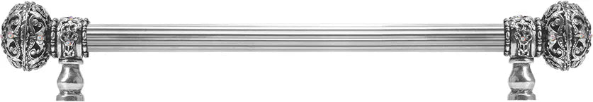 Juliane Grace 12'' ccwith 5/8'' reeded center long pull large finial w/ 56 Swarovski Clear & Aurore Boreale Crystals 5692R-9CAB