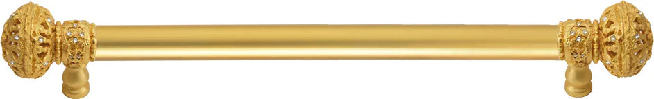 Juliane Grace 18'' cc with 5/8'' smooth center long pull large finial with Clear Swarovski crystals in Gilded Mercury. 5693-8C