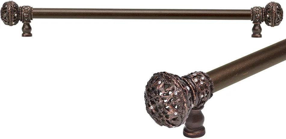 Juliane Grace 22'' cc with 5/8'' smooth center long pull large finial w/ 56 Swarovski Clear Crystals 5694-22C