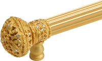 Juliane Grace 6'' cc with 5/8'' reeded center long pull & center brace large finial with Clear Swarovski crystals in Gilded Mercury. 5695R-8C