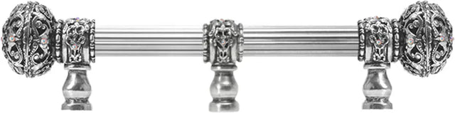 Juliane Grace 6'' cc with 5/8'' reeded center long pull large finial w/ 65 Swarovski Clear & Aurore Boreale Crystals with center brace 5695R-9CAB
