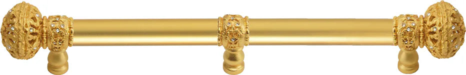 Juliane Grace 9'' cc with 5/8'' smooth center long pull & center brace large finial with Clear Swarovski crystals in Gilded Mercury. 5696-8C