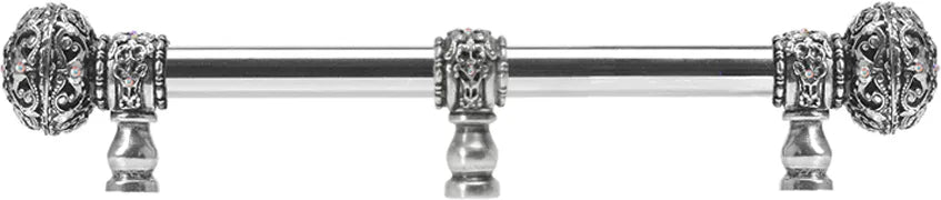 Juliane Grace 9'' cc with 5/8'' smooth center long pull large finial w/ 65 Swarovski Clear & Aurore Boreale Crystals with center brace 5696-9CAB