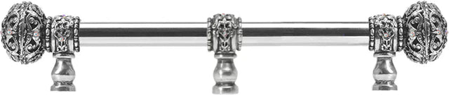 Juliane Grace 9'' cc with 5/8'' smooth center long pull large finial w/ 65 Swarovski Clear & Aurore Boreale Crystals with center brace 5696-9CAB