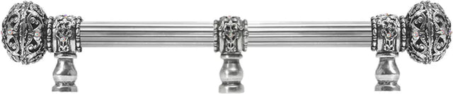 Juliane Grace 9'' cc with 5/8'' reeded center long pull large finial w/ 65 Swarovski Clear & Aurore Boreale Crystals with center brace 5696R-9CAB