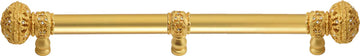 Juliane Grace 12'' cc with 5/8'' smooth center long pull & center brace large finial with Clear Swarovski crystals in Gilded Mercury. 5697-8C