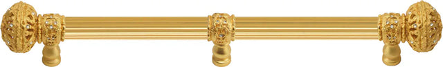 Juliane Grace 18'' cc with 5/8'' reeded center long pull & center brace large finial with Clear Swarovski crystals in Gilded Mercury. 5698R-8C