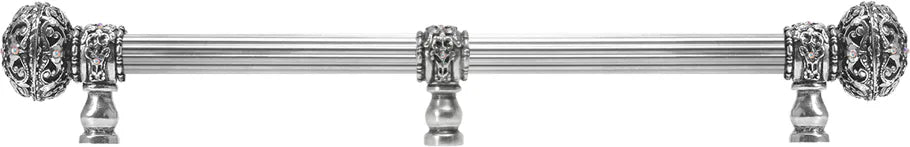 Juliane Grace 18'' cc with 5/8'' reeded center long pull large finial w/ 65 Swarovski Clear & Aurore Boreale Crystals with center brace 5698R-9CAB