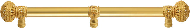Juliane Grace 22'' cc with 5/8'' smooth center long pull & center brace large finial with Clear Swarovski crystals in Gilded Mercury. 5699-8C