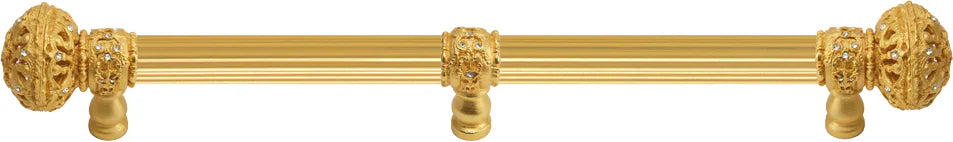 Juliane Grace 22'' cc with 5/8'' reeded center long pull & center brace large finial with Clear Swarovski crystals in Gilded Mercury. 5699R-8C