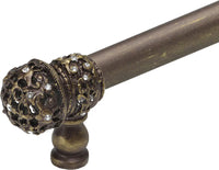 Juliane Grace 6'' cc with 5/8'' smooth center long pull small finial with clear Swarovski crystals in Antique Brass. 5700-3C