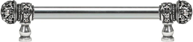 Juliane Grace 6'' cc with 5/8'' smooth center long pull small finial w/ 52 Swarovski Clear & Aurore Boreale Crystals 5700-9CAB