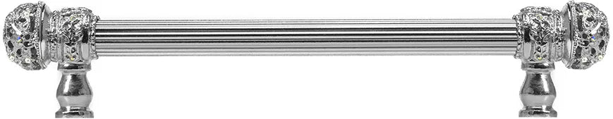 Juliane Grace 6'' cc with 5/8'' reeded center long pull small finial w/ 52 Swarovski Clear & Aurore Boreale Crystals 5700R-24CAB