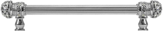 Juliane Grace 6'' cc with 5/8'' reeded center long pull small finial w/ 52 Swarovski Clear & Aurore Boreale Crystals 5700R-24CAB