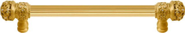 Juliane Grace 6'' cc with 5/8'' reeded center long pull small finial w/ 52 Swarovski Clear & Aurore Boreale Crystals 5700R-8CAB