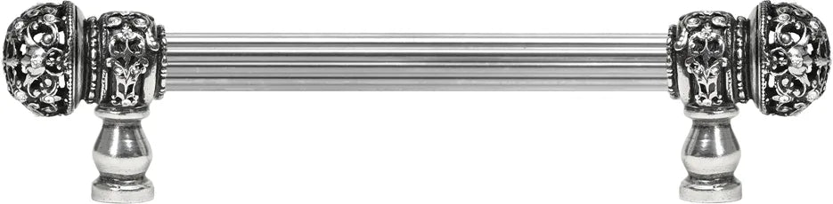 Juliane Grace 6'' cc with 5/8'' reeded center long pull small finial with clear Swarovski crystals in Chalice. 5700R-9C