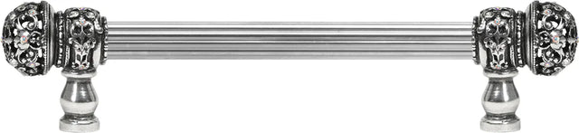 Juliane Grace 6'' cc with 5/8'' reeded center long pull small finial w/ 52 Swarovski Clear & Aurore Boreale Crystals 5700R-9CAB
