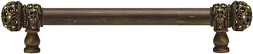 Juliane Grace 9'' cc with 5/8'' smooth center long pull small finial with clear Swarovski crystals in Antique Brass. 5701-3C