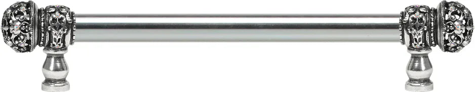 Juliane Grace 9'' cc with 5/8'' smooth center long pull small finial w/ 52 Swarovski Clear & Aurore Boreale Crystals 5701-9CAB