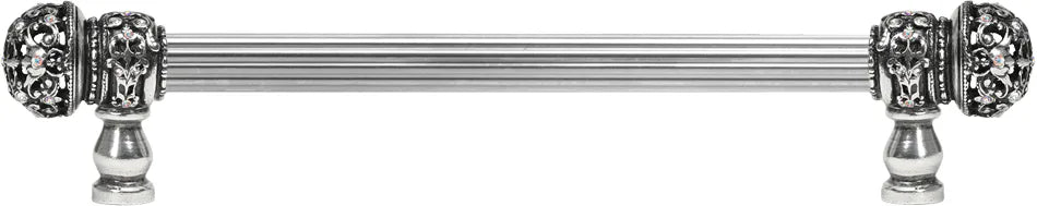 Juliane Grace 9'' cc with 5/8'' reeded center long pull small finial w/ 52 Swarovski Clear & Aurore Boreale Crystals 5701R-9CAB