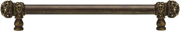 Juliane Grace 12'' cc with 5/8'' smooth center long pull small finial with clear Swarovski crystals in Antique Brass. 5702-3C
