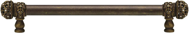 Juliane Grace 12'' cc with 5/8'' smooth center long pull small finial with clear Swarovski crystals in Antique Brass. 5702-3C