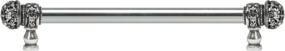 Juliane Grace 12'' cc with 5/8'' smooth center long pull small finial w/ 52 Swarovski Clear & Aurore Boreale Crystals 5702-9CAB