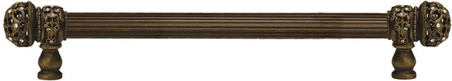 Juliane Grace 12'' cc with 5/8'' reeded center long pull small finial with clear Swarovski crystals in Antique Brass. 5702R-3C